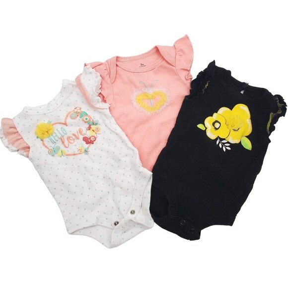 3M Carters Baby Onesie Girl 3-piece Tulle Ruffle Outfit Lightweight Bodysuit set - Picture 2 of 12